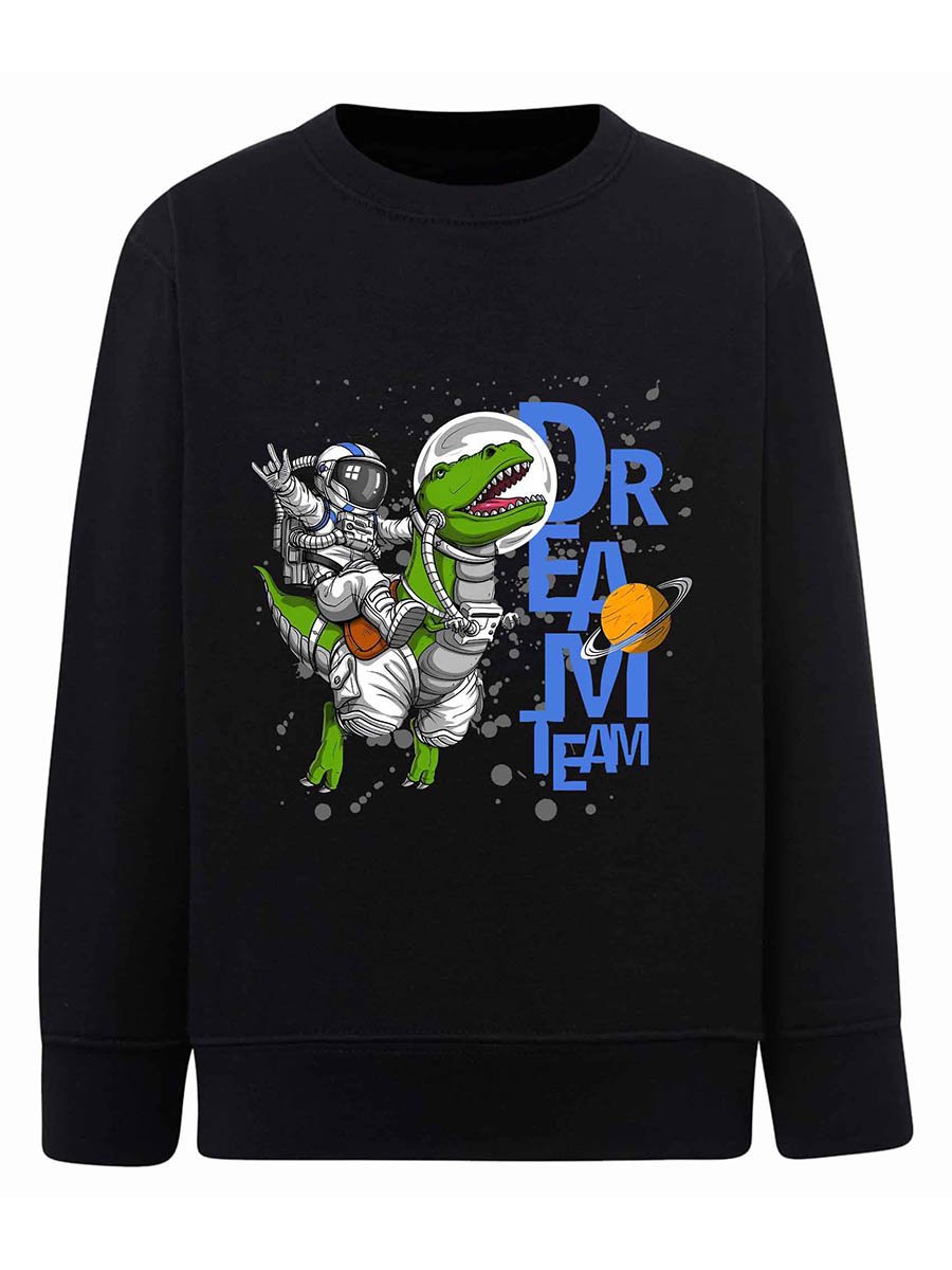 Chłopięca bluza z nadrukiem Astronauta & Dinozaur czarna Tup Tup r.122/128