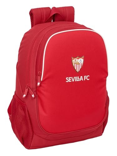 Safta SEVILLA FC - Plecak szkolny dla dzieci, idealny dla dzieci w różnym wieku, wygodny i wszechstronny, jakość i wytrzymałość, 32 x 16 x 44 cm, Czerwone, M, Casual