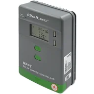 Ładowarki i akumulatory - Solarny regulator ładowania MPPT z czujnikiem temperatury 20A 12V / 24V LCD 2 x USB Qoltec - miniaturka - grafika 1