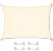 Parasole ogrodowe - Żagiel przeciwsłoneczny daszek zacieniacz 3x2 beżowy - miniaturka - grafika 1