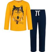 Piżamy chłopięce - Piżama z długim rękawem dla chłopca, z wilkiem, żółta, 3-8 lat - miniaturka - grafika 1