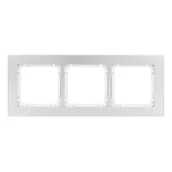 Klawisze i ramki - Karlik Ramka potrójna Deco metal - aluminium szczotkowane, biały - miniaturka - grafika 1