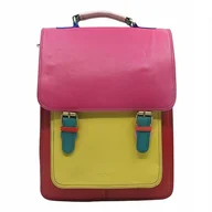 Torebki damskie - Plecak skórzany damski torebka 2w1 elegancki pojemny mieści A4 OLIVKA - miniaturka - grafika 1