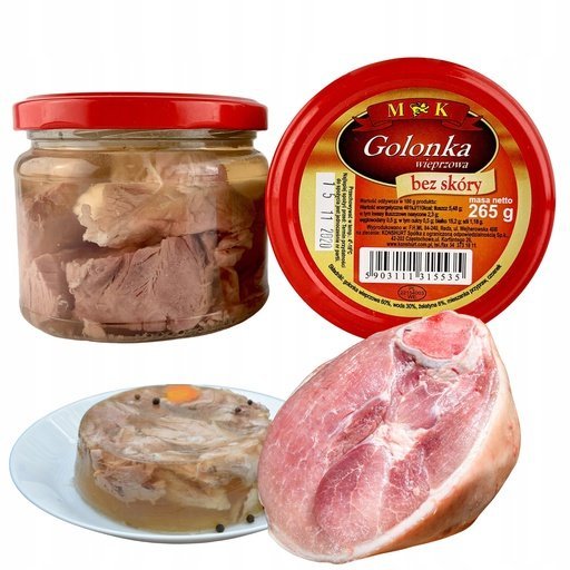 MK Golonka Wieprzowa Bez Skóry W Galarecie Naturalna Smaczna Słoik 265 g