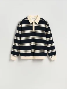Reserved - Bluza regular fit z kołnierzem - granatowy - Bluzy męskie - miniaturka - grafika 1