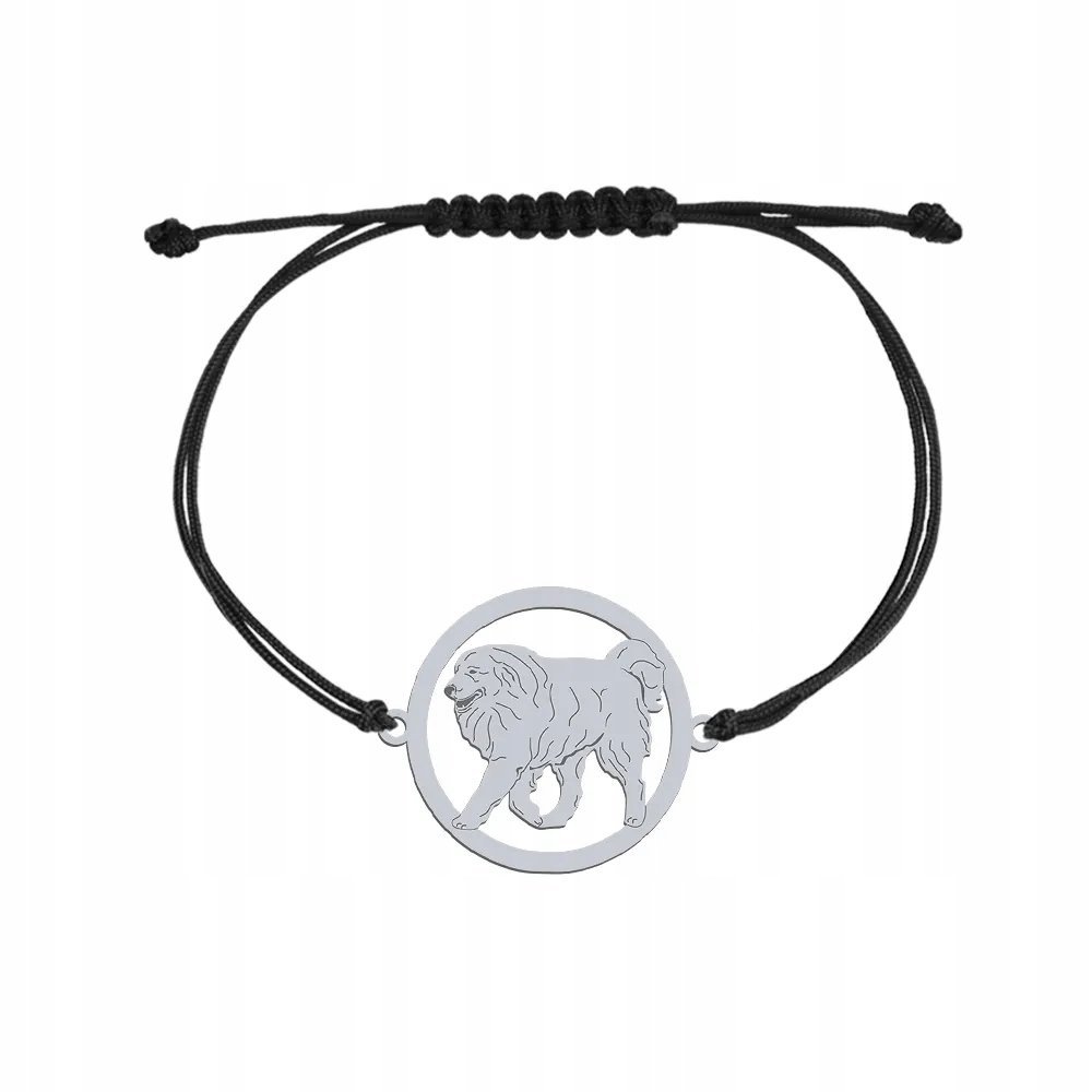 Bransoletka Srebrna z psem Pirenejski Pies Górski 925 Sznurek GRAWER GRATIS