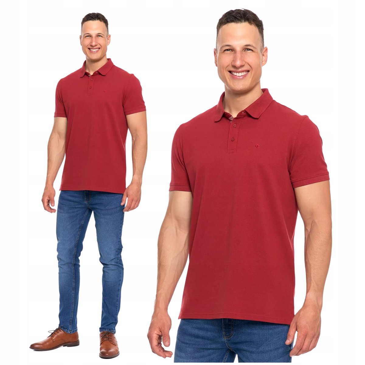 Elegancka Polówka Polo Męskie Koszulka T-Shirt z Krótkim Rękawem MORAJ - L
