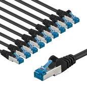 Kable miedziane - goobay 66044 Kabel sieciowy CAT 6A w zestawie 10 szt. / kabel krosowy ekranowany S/FTP/CU Ethernet, PiMF, LSZH/Cat 6a kabel z 10 Gbits/czarny / 10 x 1 m - miniaturka - grafika 1