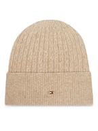 Czapki damskie - Tommy Hilfiger Czapka Th Cable Enamel Flag AW0AW17776 Brązowy - miniaturka - grafika 1