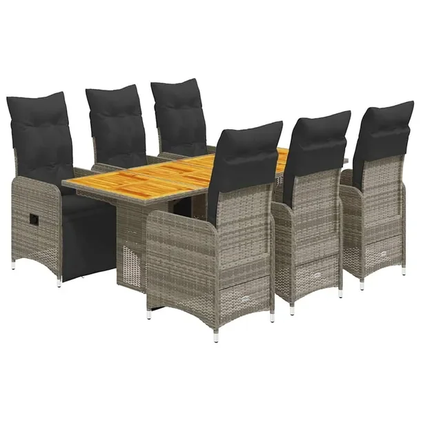 Zestaw bistro ogrodowy szary z 6 krzesłami i stołem 190x80x75 cm
