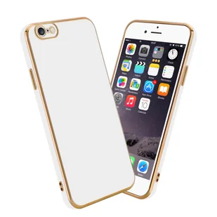 Pokrowiec Do Apple iPhone 6 / 6S Etui w Glossy Biały - Złoto TPU Silikonowe Obudowa Case Cover Cadorabo - Etui i futerały do telefonów - miniaturka - grafika 1