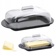 Pojemniki kuchenne - Maselniczka MASELNICA z pokrywką czarna pojemnik plastikowy NA MASŁO - miniaturka - grafika 1