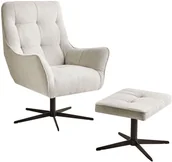 Fotele i krzesła biurowe - Beliani Fotel obrotowy MOLLE II Z podnóżkiem Jasnobeżowy - miniaturka - grafika 1