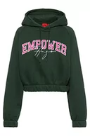 Bluzy damskie - HUGO Damska bluza z kapturem Dionegia, ZIELONY, L - miniaturka - grafika 1