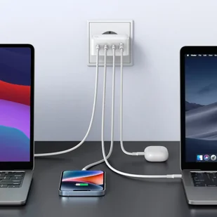 Szybka ładowarka GaN 3x USB-C USB 100W PPS PD Power Delivery biała - Ładowarki do telefonów - miniaturka - grafika 5