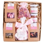 Zestawy upominkowe - KOSZ PREZENTOWY BOX PREZENT różany napar świeca sojowa karmelki - miniaturka - grafika 1