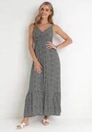 Sukienki - Czarna Rozkloszowana Sukienka Bawełniana na Ramiączkach Ruweida - miniaturka - grafika 1