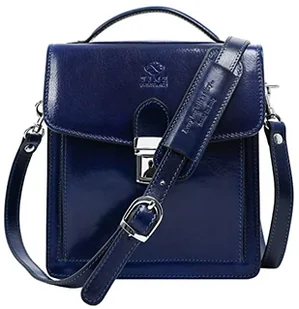 Time Resistance Skórzana mała teczka dla mężczyzn, brązowa torba crossbody, NIEBIESKI, S, Klasyczny - Teczki i aktówki - miniaturka - grafika 1