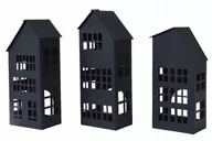 Ozdoby bożonarodzeniowe - Świecznik figurka świąteczna czarny domek 25 x 10,5 x 8 cm 1szt - miniaturka - grafika 1