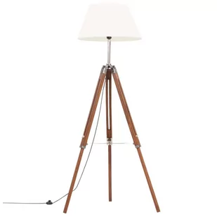 VidaXL Lampa podłogowa na trójnogu, brązowo-biała, tek, 141 cm 288077 - Lampy stojące - miniaturka - grafika 1