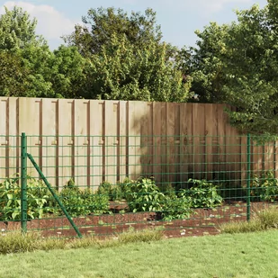 vidaXL Ogrodzenie z siatki, ze stopami słupków, zielone, 0,8x25 m - Ogrodzenia - miniaturka - grafika 1