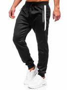 Spodnie sportowe męskie - Czarne spodnie męskie joggery dresowe Denley 8K212A - miniaturka - grafika 1