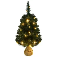 Choinki - vidaXL Sztuczna choinka ze stojakiem i LED, zielona, 90 cm, PVC vidaXL - miniaturka - grafika 1