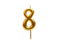 Urodziny dziecka - Świeczka cyferka metaliczna złota - 8 - osiem - 1 szt. - miniaturka - grafika 1