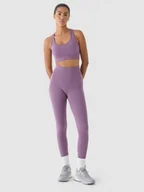 Spodnie sportowe damskie - Damskie legginsy treningowe 4F 4FWAW24TFTIF278 - fioletowe - miniaturka - grafika 1