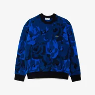 Swetry męskie - Rozpinany sweter z żakardu w kwiecisty wzór - miniaturka - grafika 1