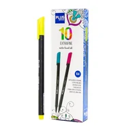Długopisy - Plus Office 10 cienkich pisaków 0,4 mm, idealne do pisania, malowania i rysowania, długopisów szkolnych z cienką końcówką, kolorowy tusz na bazie wody (neonowy żółty) - miniaturka - grafika 1