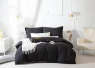 Pościel - Elegancki zestaw pościeli z mikrofibry Queen 220x200 cm w kolorze czarnym ze złotą lamówką - miniaturka - grafika 1