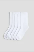 Skarpetki dla dzieci - H & M - Skarpety frotte w prążki 5-pak - Biały - H&M - miniaturka - grafika 1