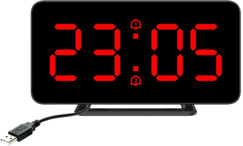 Zegar budzik sieciowy LED JVD SB3216.3 z termometrem 15x8 cm .