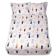 Pościel - Matex Pościel flanelowa 160x200 F-87 biała czarna pomarańczowa choinki bombki - miniaturka - grafika 1