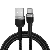 Kable USB - Kabel przewód w oplocie USB-A - USB-C 2.4A 1m czarny - miniaturka - grafika 1
