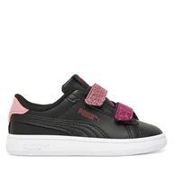 Buty dla dziewczynek - Sneakersy Puma Smash 3.0 L Glitter Velcro V Inf 395610 07 Czarny - miniaturka - grafika 1