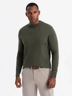 Swetry męskie - Ombre Clothing Klasyczny sweter męski Saiah oliwkowy XXL - miniaturka - grafika 1