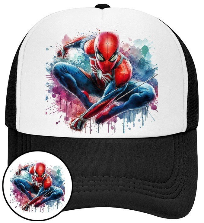 Czapka z Daszkiem SpiderMan Czarna z Nadrukiem Na Lato Siatka Bejsbolówka