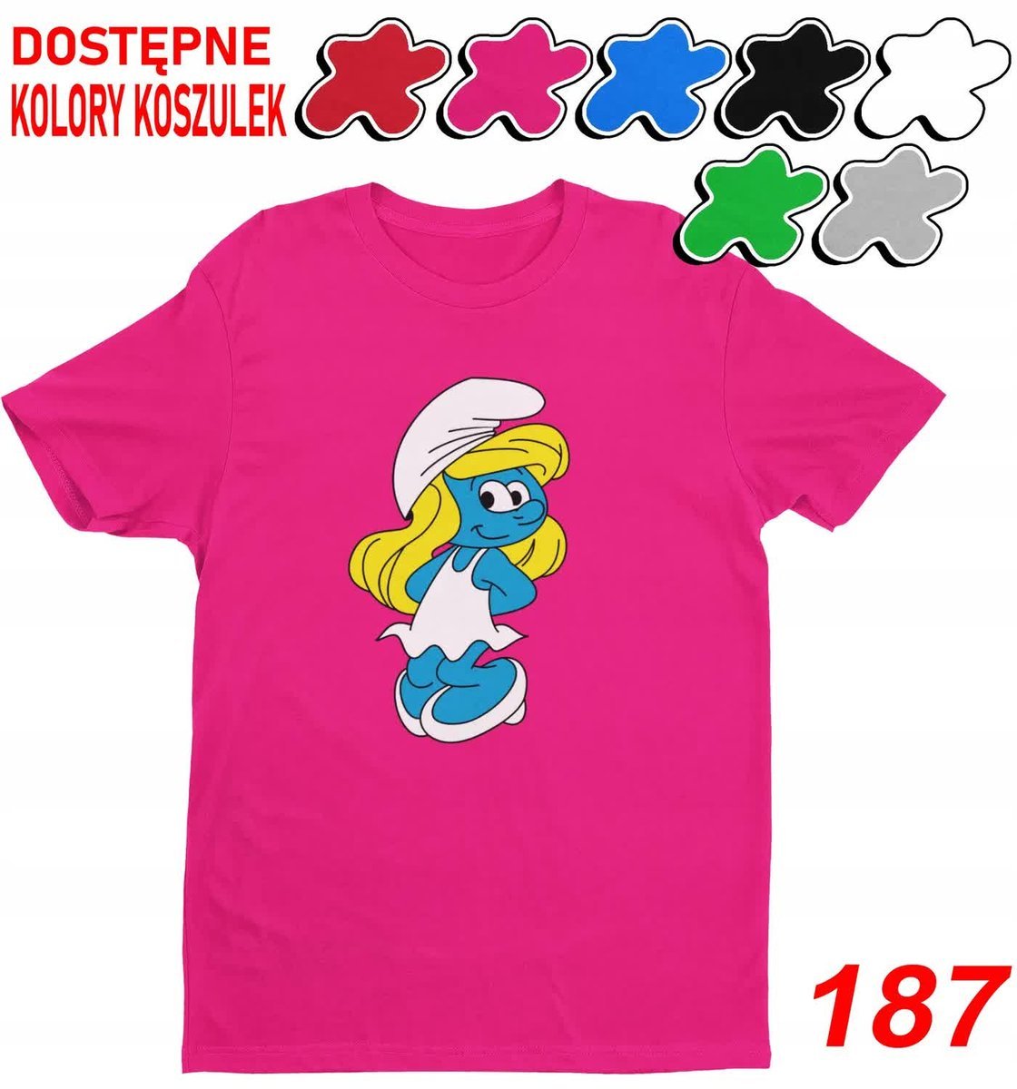Dziecięca Koszulka T-Shirt Z Nadrukie Duży Wybór Smefrf Smerfetka-M 134-140