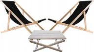Leżaki ogrodowe - Zestaw stolik do lezaków +2 lezaki CZARNE, Woodok - miniaturka - grafika 1