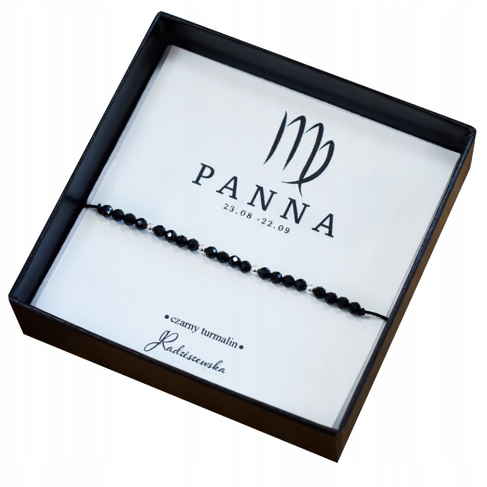 Bransoletka z Kamieni Naturalnych PANNA Zodiak Czarny Turmalin 925 Prezent