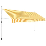 Markizy - vidaXL Markiza zwijana ręcznie, 400 cm, żółto-białe pasy - miniaturka - grafika 1
