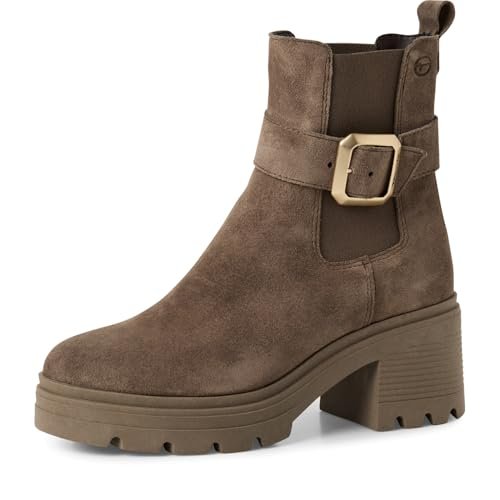 Tamaris Damskie sztyblety Boot Heel 1-25433-45, szarobrązowe (taupe), rozmiar 37 EU, szarobrązowy, 37 EU