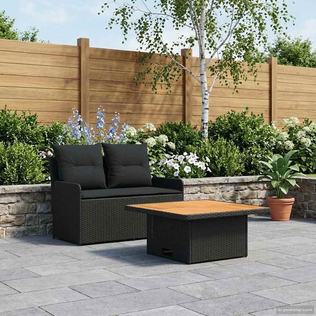 vidaXL Sofa ogrodowa z podłokietnikami i podnoszonym stołem 2 Sztuka
