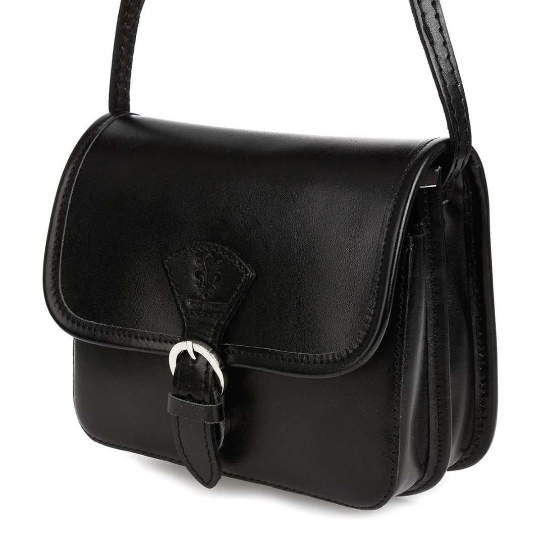 Czarna Beltimore Damska Skórzana Mała Torebka Listonoszka K66 czarny