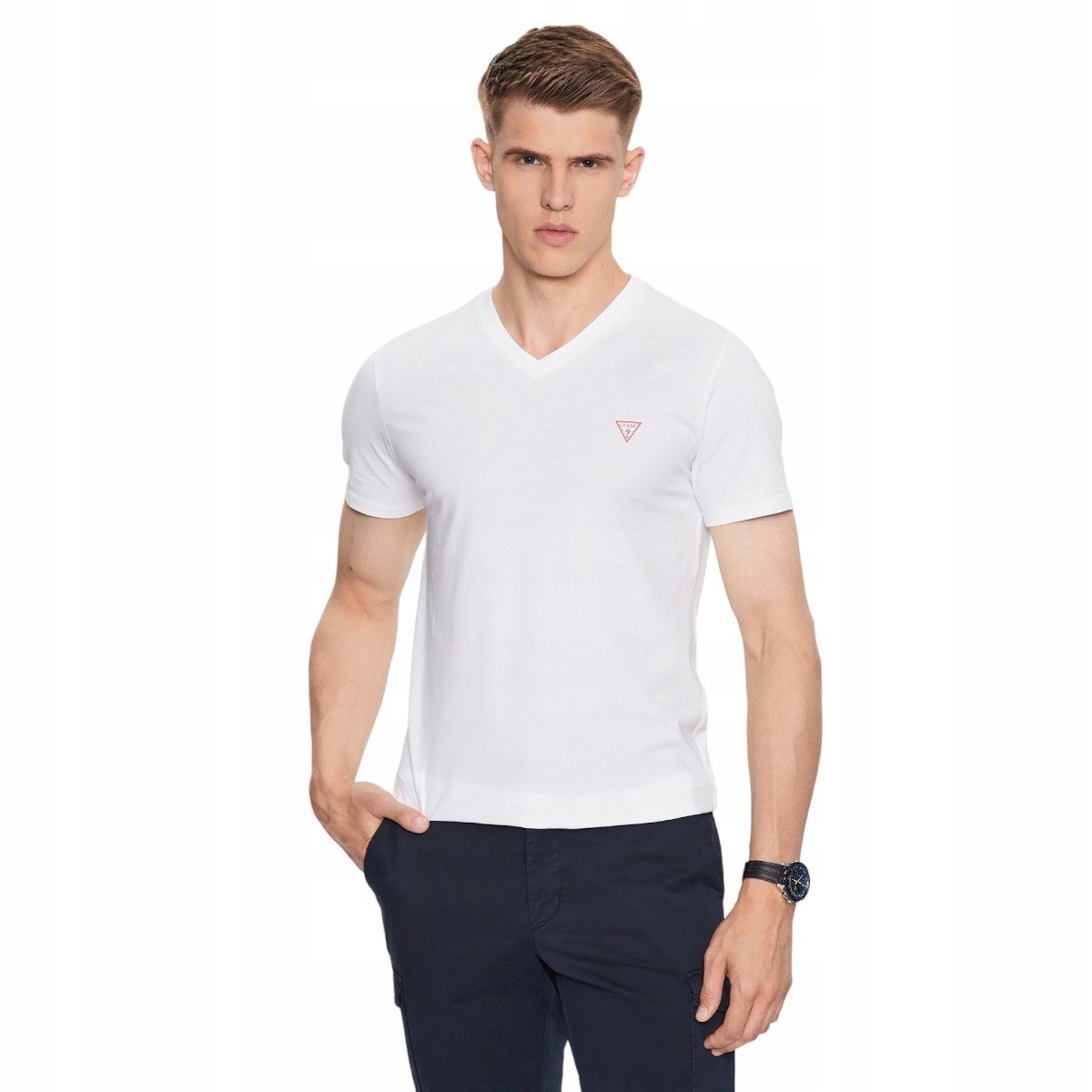 GUESS KOSZULKA MĘSKA T-SHIRT VN SS TEE BIAŁA r.L