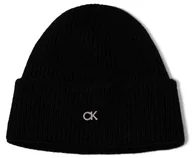 Czapki damskie - CALVIN KLEIN damska czapka zimowa + szalik czarna zestaw set domieszka wełny - miniaturka - grafika 1