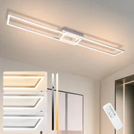 Lampy sufitowe - NETTLIFE Lampa sufitowa LED do sypialni - 2 ramki Lampa do sypialni 102CM Nowoczesna ściemnialna z pilotem Srebrna lampa sufitowa 36W - miniaturka - grafika 1
