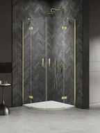 Kabiny prysznicowe - Kabina prysznicowa półokrągła 80x80 złota K-4575 Nesta New Trendy Gold - miniaturka - grafika 1